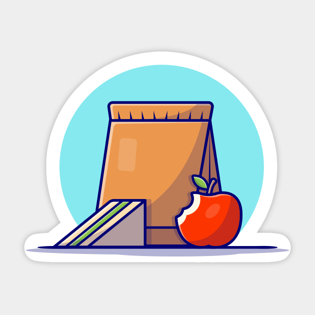 Sandwich With Apple Cartoon Vector Icon Illustration Sticker by Catalyst Labs